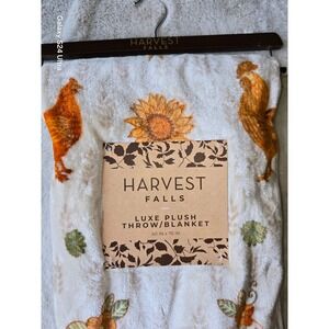 Harvest Falls Luxe Plush‎ Throw Blanket 60x70 Chicken Sunflower Fall